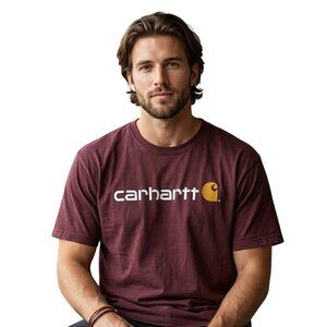 Carhartt Mens Work T-Shirt Size 2XL Tall Maroon Short Sleeve Casual Graphic Tee